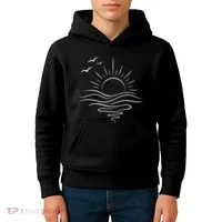 Sun Ocean Linear Graphic Boho Summer Beach Kids Hoodie thumb 4