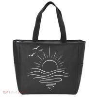 Sun Ocean Linear Graphic Boho Summer Beach Tote Bag thumb 0