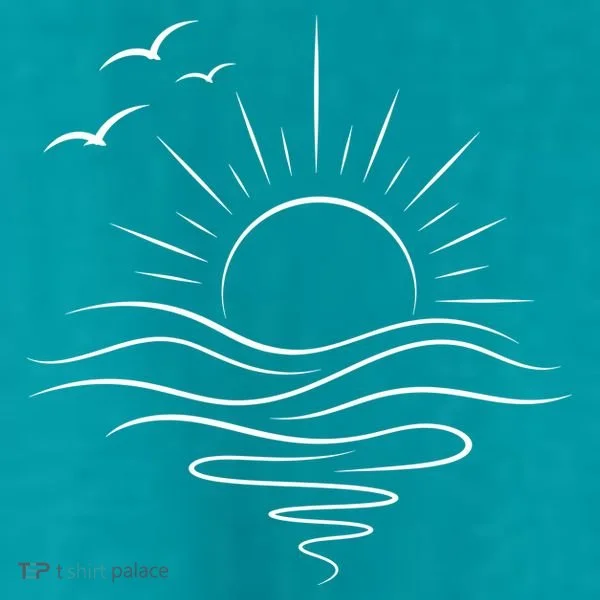 Sun Ocean Linear Graphic Boho Summer Beach Kids T-Shirt