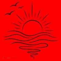 Sun Ocean Linear Graphic Boho Summer Beach Santa Hat thumb 1