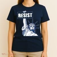 Statue of Liberty Resist Protest Fight T-Shirt thumb 4