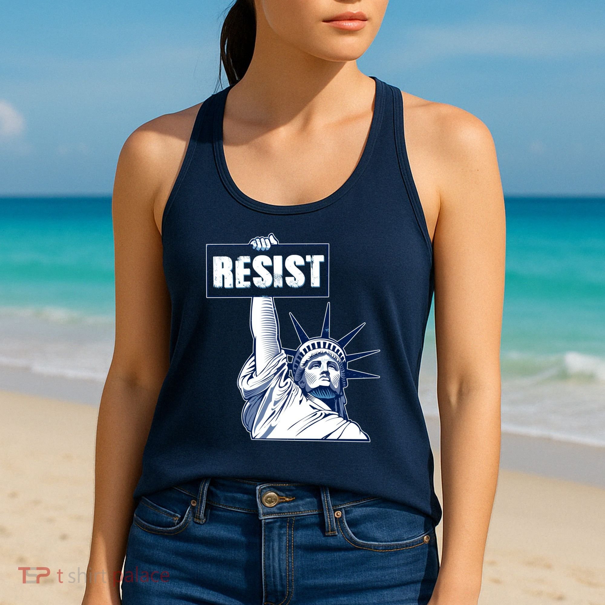 Statue of Liberty Resist Protest Fight Women's Tank Top