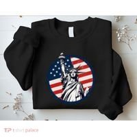 Statue Of Liberty With American Flag Fourth Of July Sweatshirt thumb 2