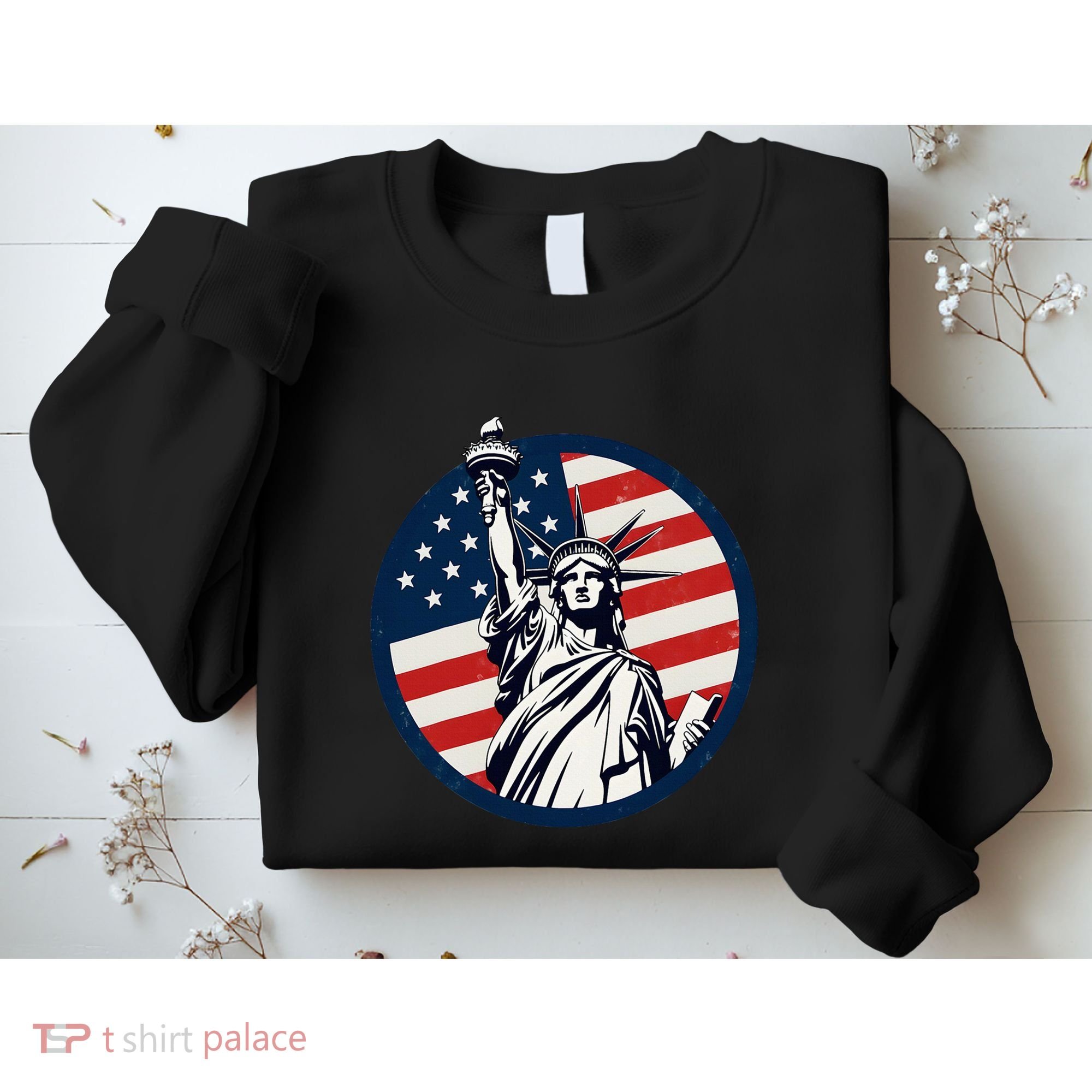 Statue Of Liberty With American Flag Fourth Of July Sweatshirt