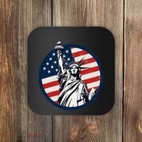 Statue Of Liberty With American Flag Fourth Of July Coaster thumb 0