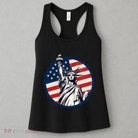 Statue Of Liberty With American Flag Fourth Of July Women's Tank Top thumb 3
