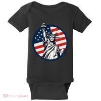 Statue Of Liberty With American Flag Fourth Of July Baby Bodysuit thumb 0