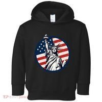 Statue Of Liberty With American Flag Fourth Of July Toddler Hoodie thumb 0