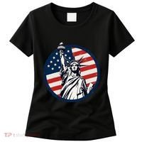 Statue Of Liberty With American Flag Fourth Of July Women's T-Shirt thumb 0
