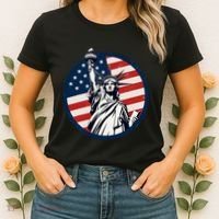 Statue Of Liberty With American Flag Fourth Of July Women's T-Shirt thumb 2