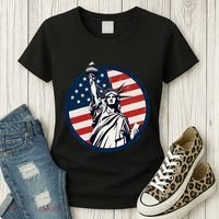 Statue Of Liberty With American Flag Fourth Of July Women's T-Shirt thumb 3