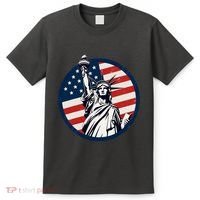 Statue Of Liberty With American Flag Fourth Of July T-Shirt thumb 0
