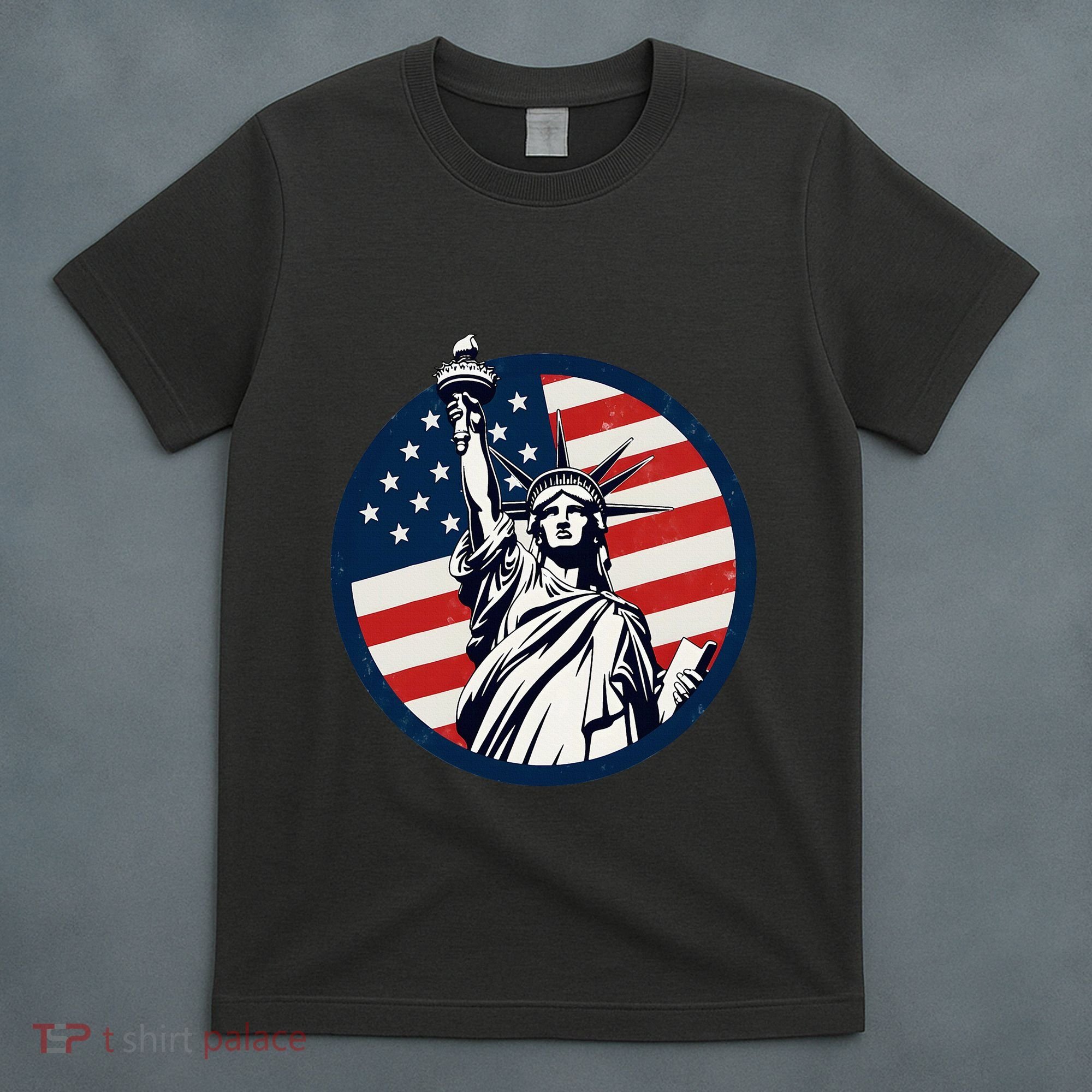 Statue Of Liberty With American Flag Fourth Of July T-Shirt