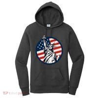 Statue Of Liberty With American Flag Fourth Of July Women's Hoodie thumb 0
