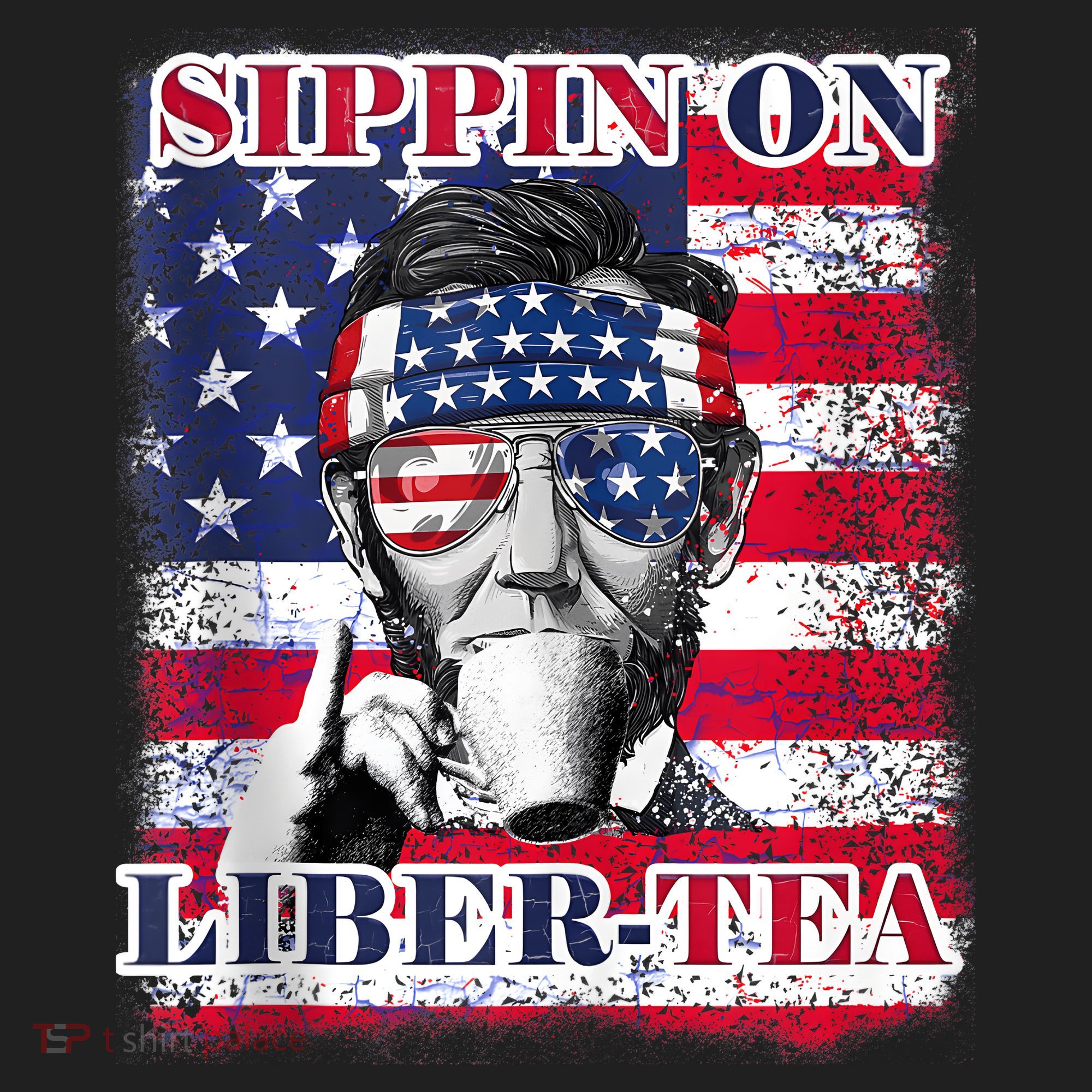 Sippin On Liberty 4th Of July Men Abraham Lincoln Flag Funny Women's Sweatshirt