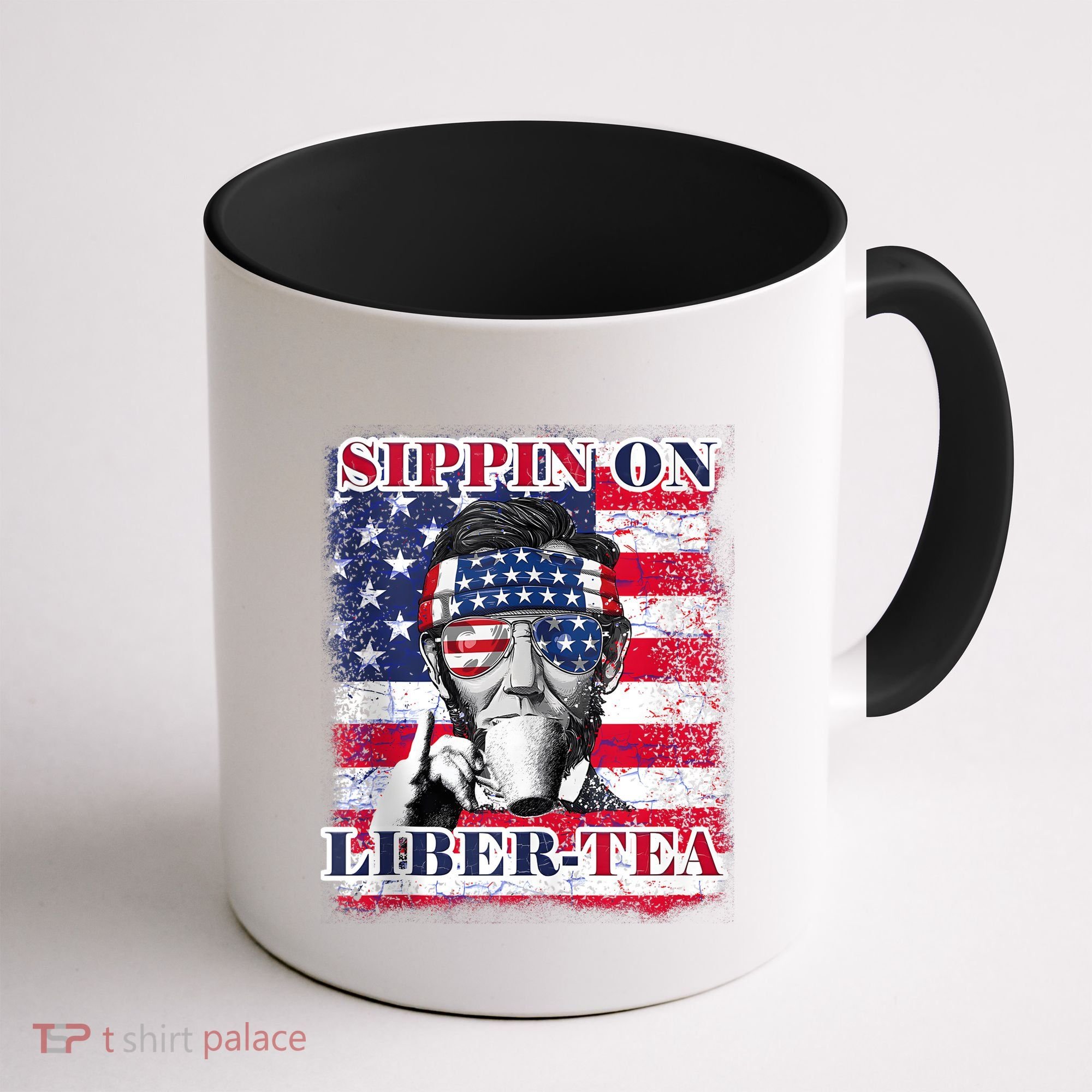 Sippin On Liberty 4th Of July Men Abraham Lincoln Flag Funny Coffee Mug