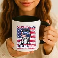 Sippin On Liberty 4th Of July Men Abraham Lincoln Flag Funny Coffee Mug thumb 3