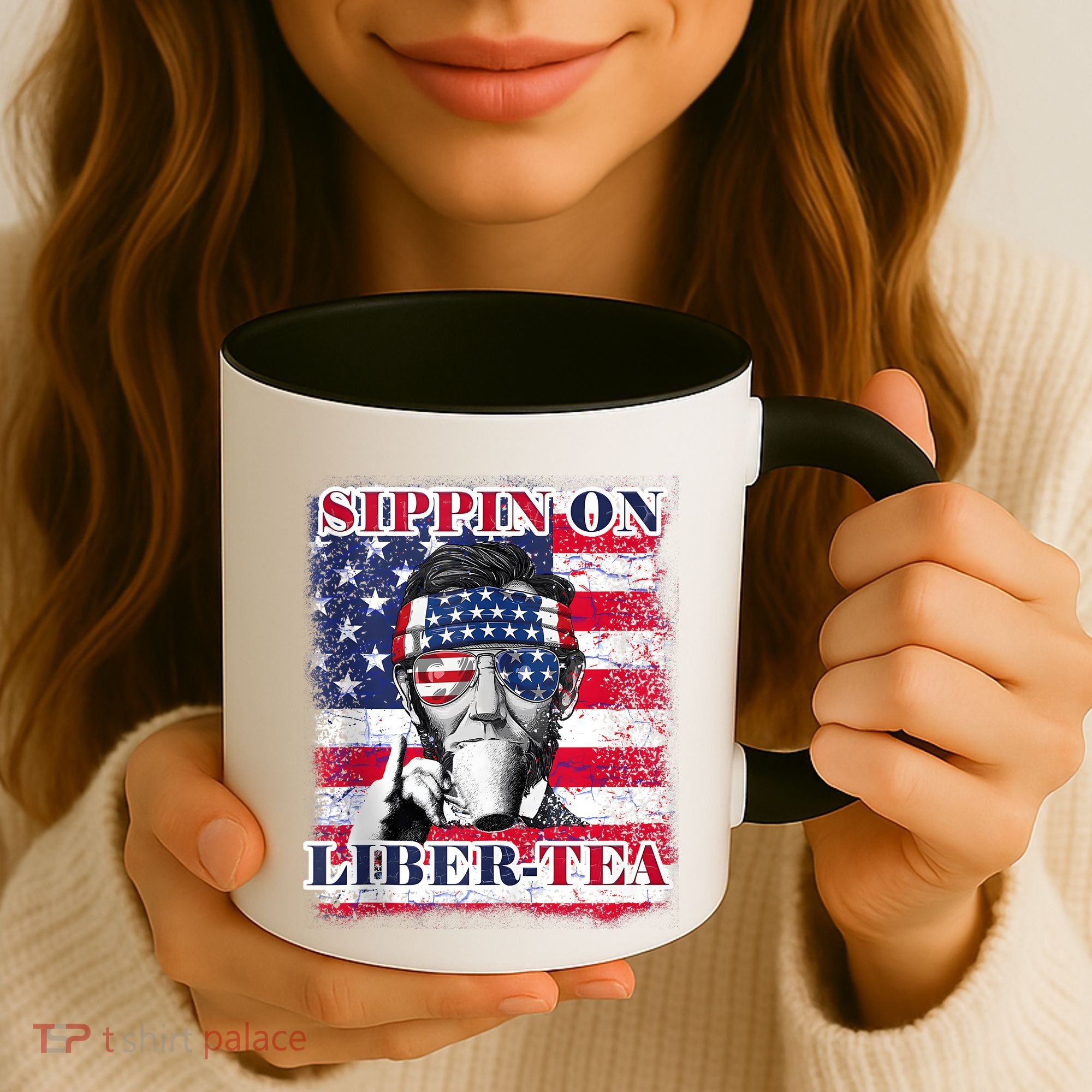 Sippin On Liberty 4th Of July Men Abraham Lincoln Flag Funny Coffee Mug