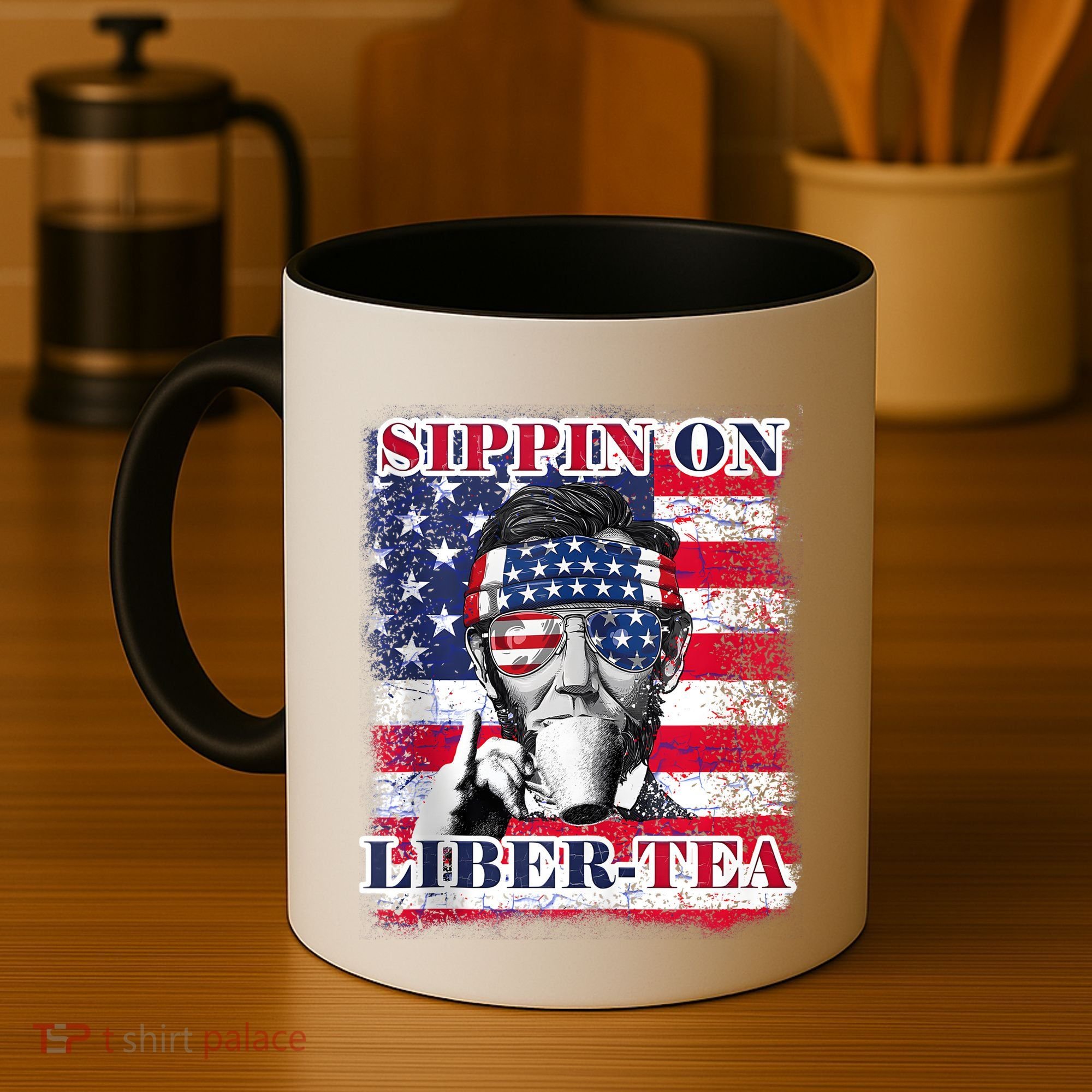 Sippin On Liberty 4th Of July Men Abraham Lincoln Flag Funny Coffee Mug