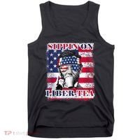 Sippin On Liberty 4th Of July Men Abraham Lincoln Flag Funny Tank Top thumb 0