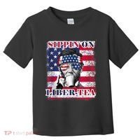 Sippin On Liberty 4th Of July Men Abraham Lincoln Flag Funny Toddler T-Shirt thumb 0