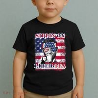Sippin On Liberty 4th Of July Men Abraham Lincoln Flag Funny Toddler T-Shirt thumb 2
