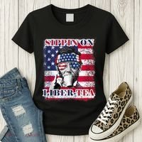 Sippin On Liberty 4th Of July Men Abraham Lincoln Flag Funny Women's T-Shirt thumb 3