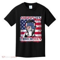Sippin On Liberty 4th Of July Men Abraham Lincoln Flag Funny Kids T-Shirt thumb 0
