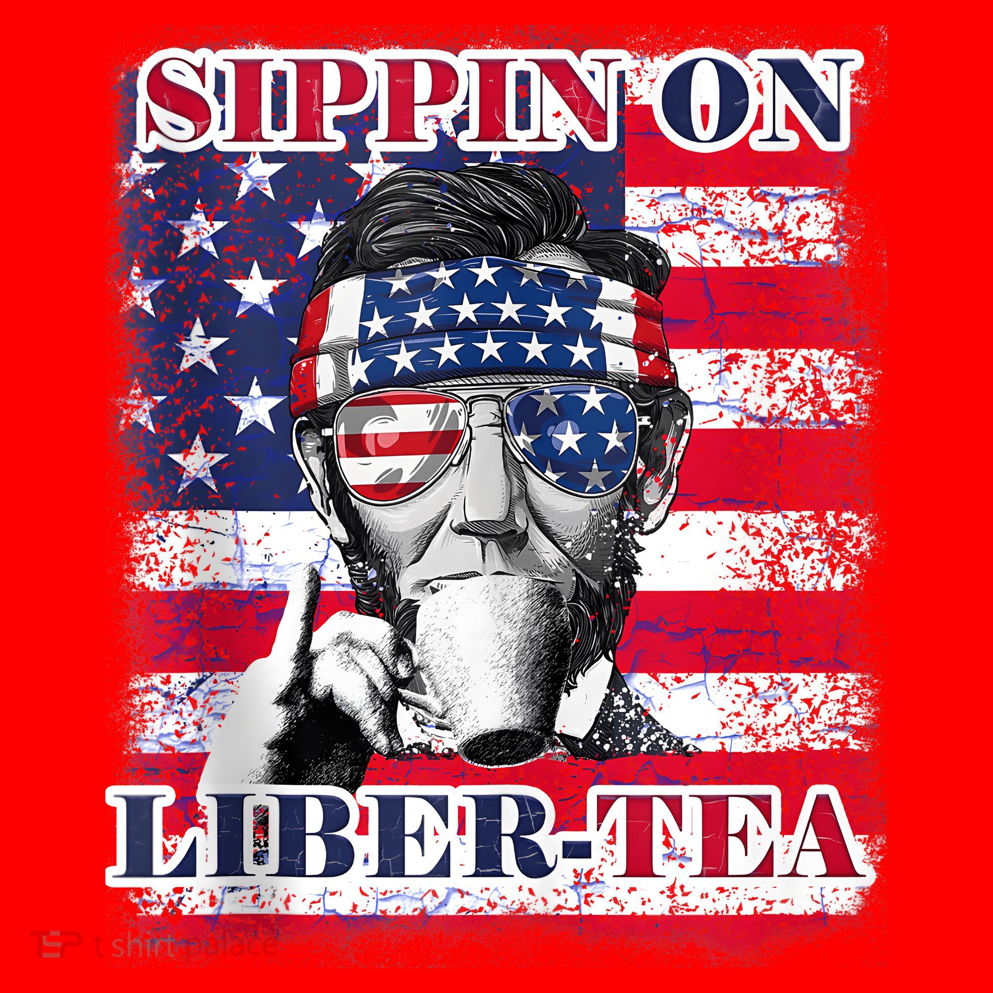 Sippin On Liberty 4th Of July Men Abraham Lincoln Flag Funny Santa Hat