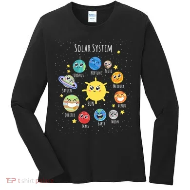 Solar System Children's Illustration Women's Long Sleeve Shirt