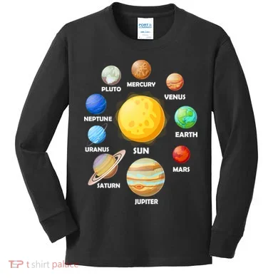 Solar System Planets Sun Mars Kids Long Sleeve Shirt