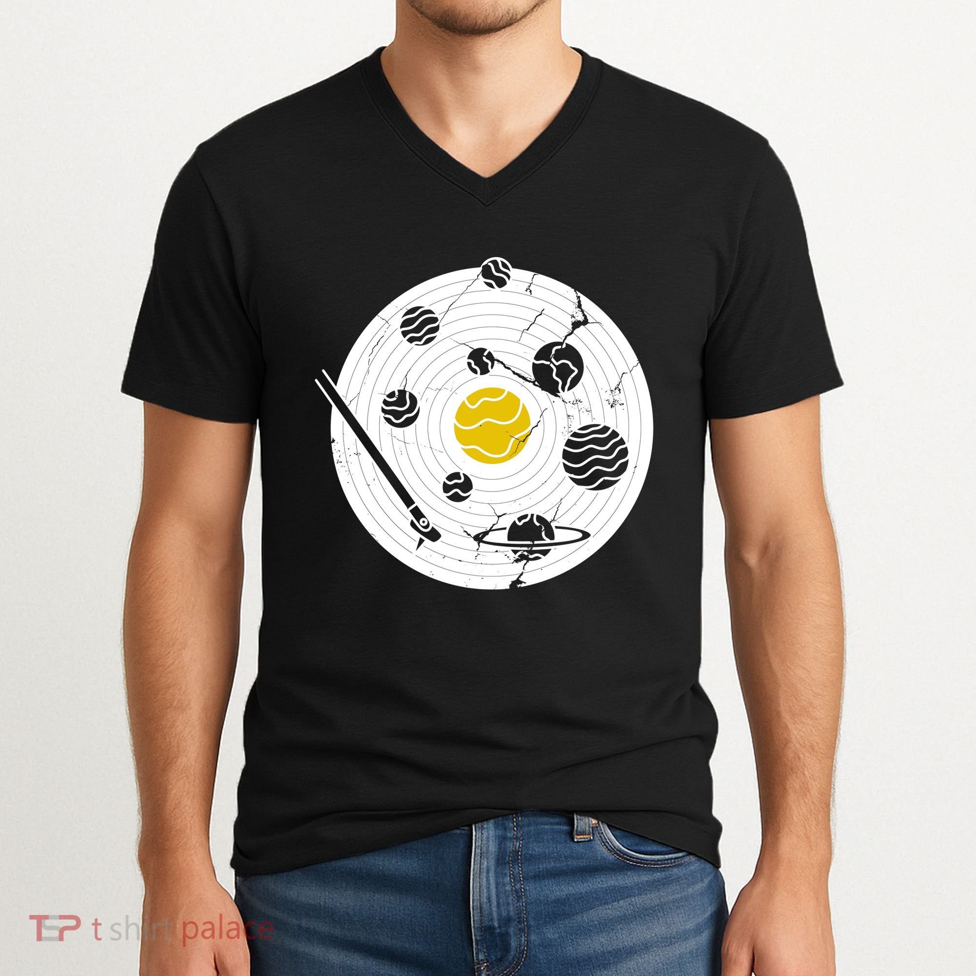 Solar System Vinyl Record V-Neck T-Shirt