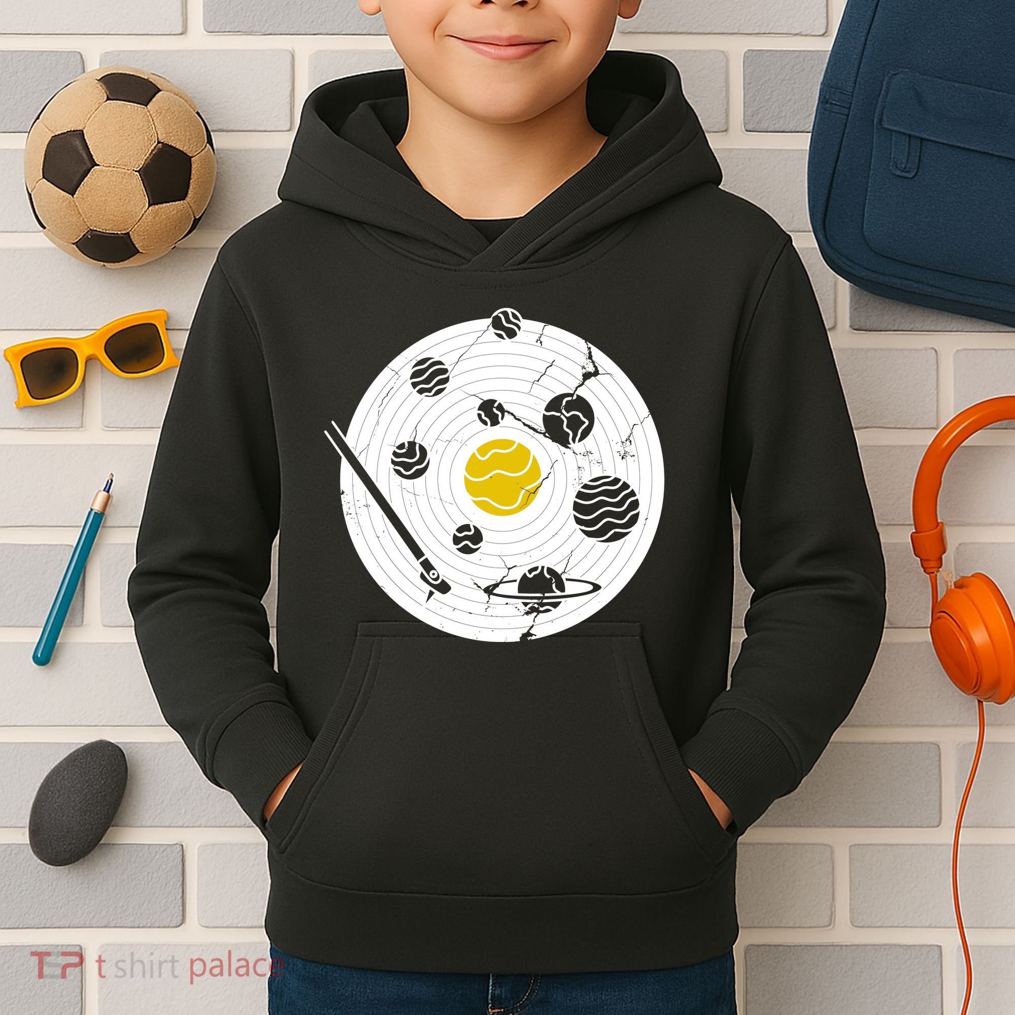Solar System Vinyl Record Kids Hoodie