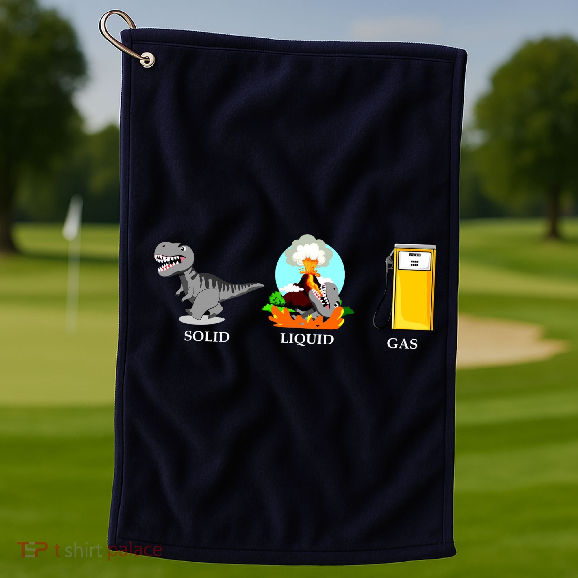 Solid Liquid Gas Dinosaur Golf Towel