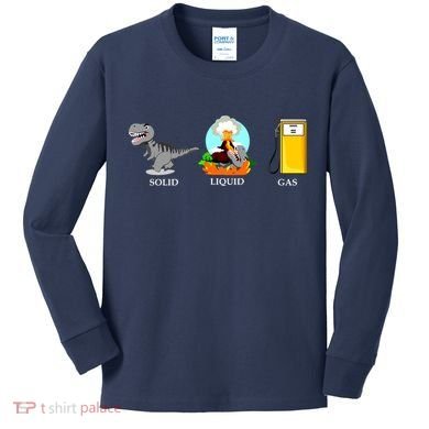 Solid Liquid Gas Dinosaur Kids Long Sleeve Shirt