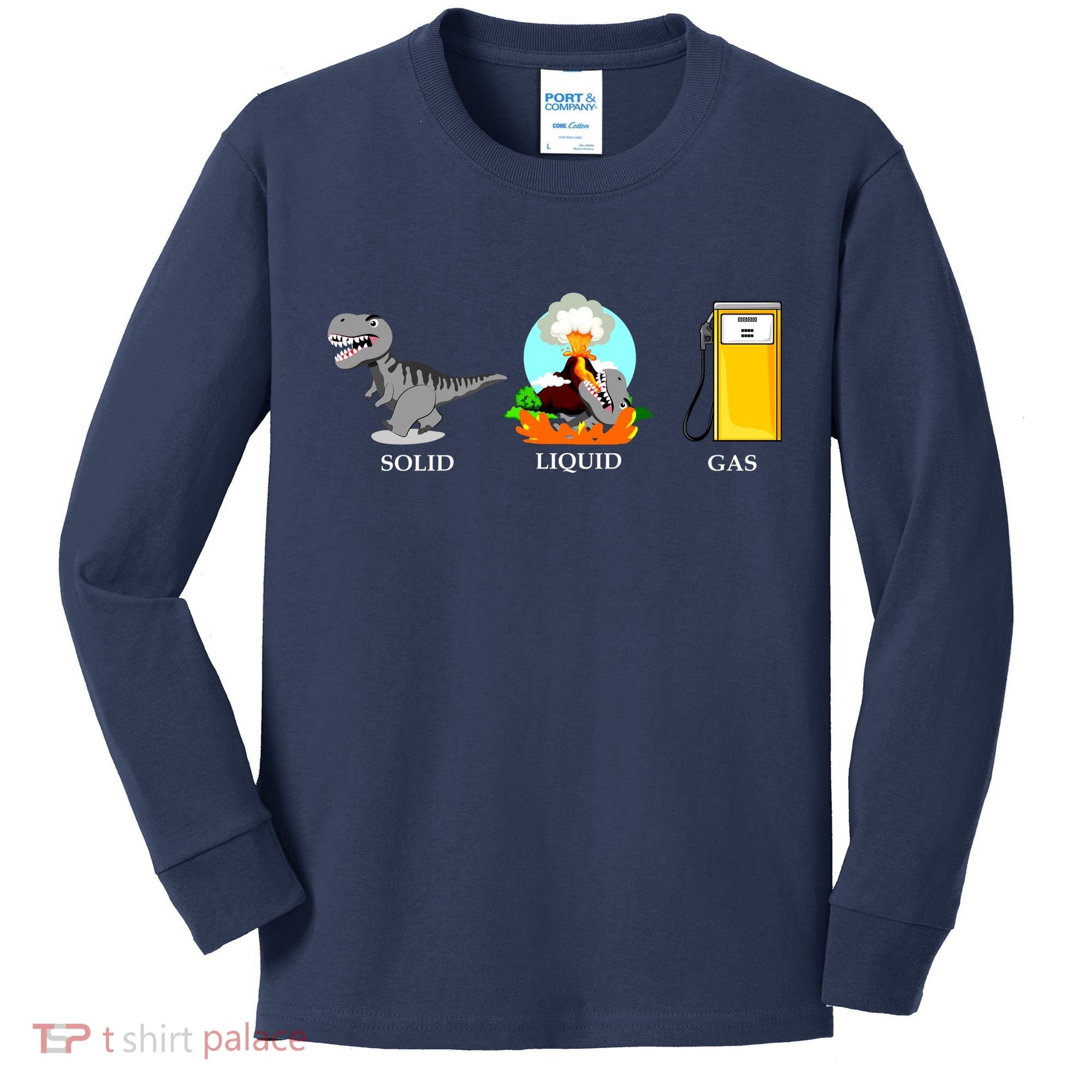 Solid Liquid Gas Dinosaur Kids Long Sleeve Shirt