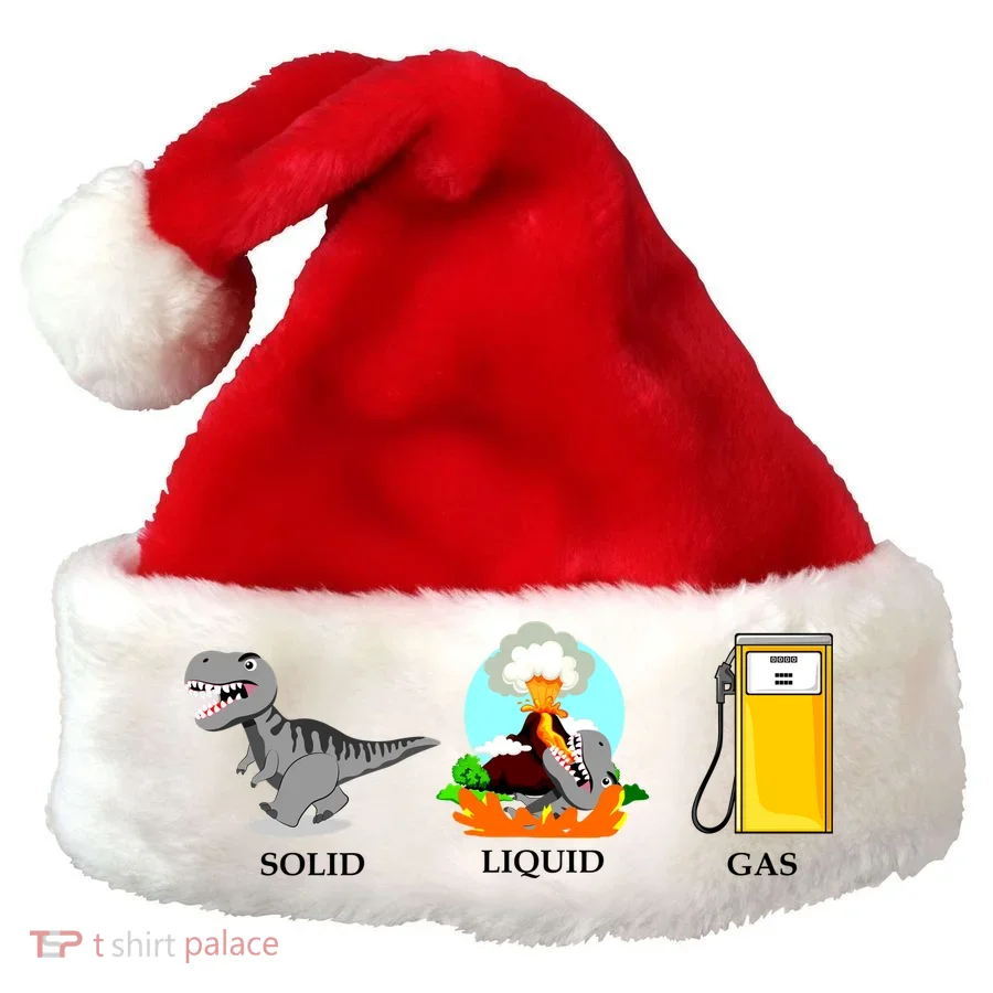 Solid Liquid Gas Dinosaur Santa Hat