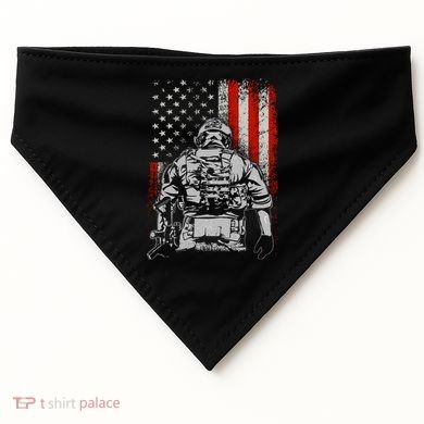 Solider US Flag Support The Troops USA-Made Doggie Bandana