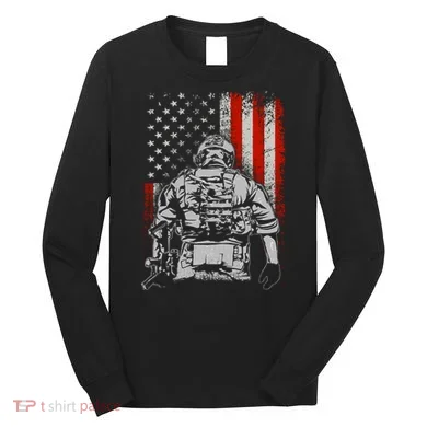 Solider US Flag Support The Troops Long Sleeve Shirt
