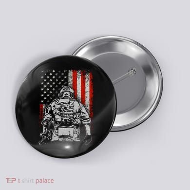 Solider US Flag Support The Troops Button