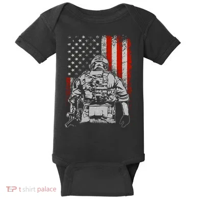 Solider US Flag Support The Troops Baby Bodysuit