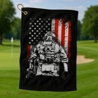 Solider US Flag Support The Troops Golf Towel thumb 1