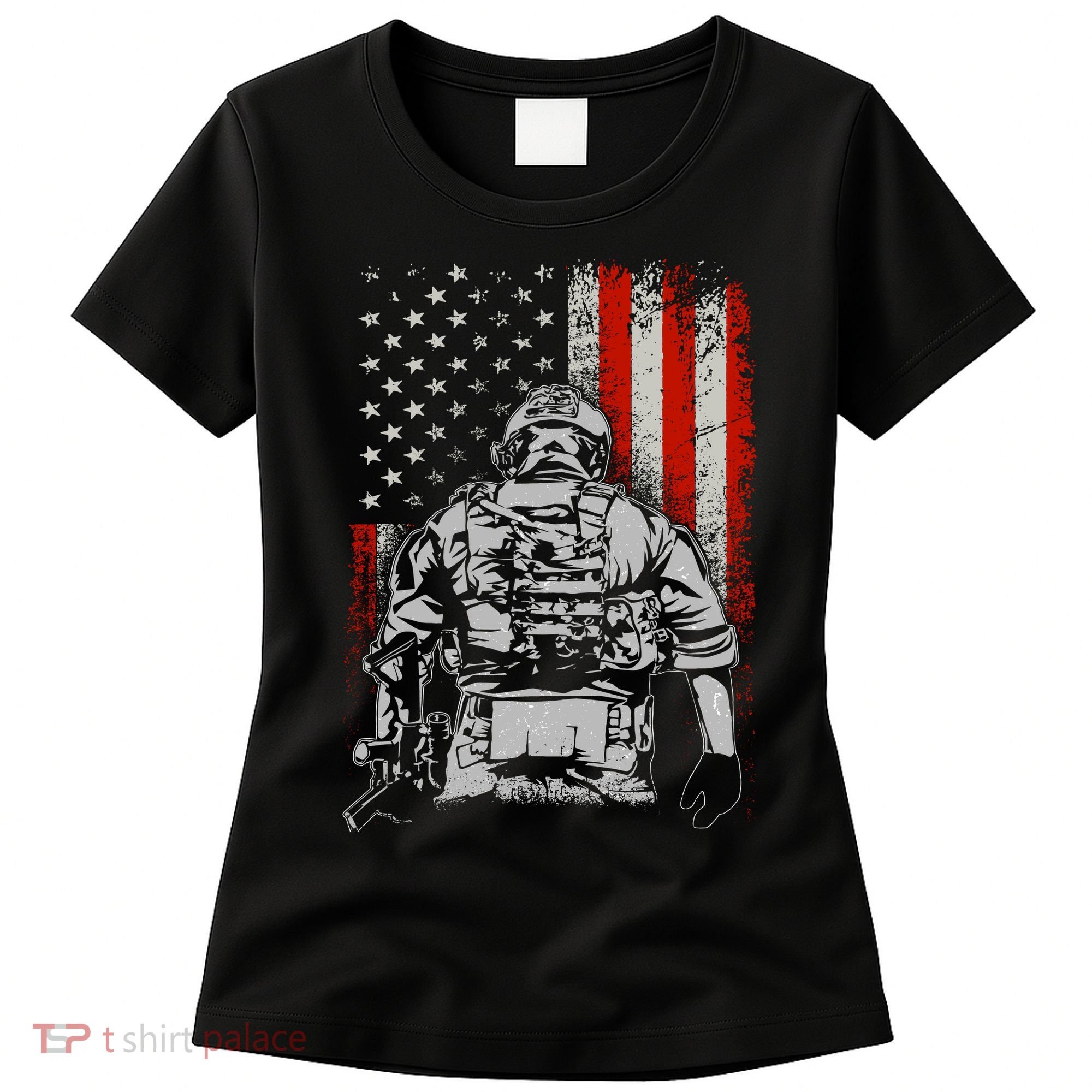 Solider US Flag Support The Troops Women's T-Shirt