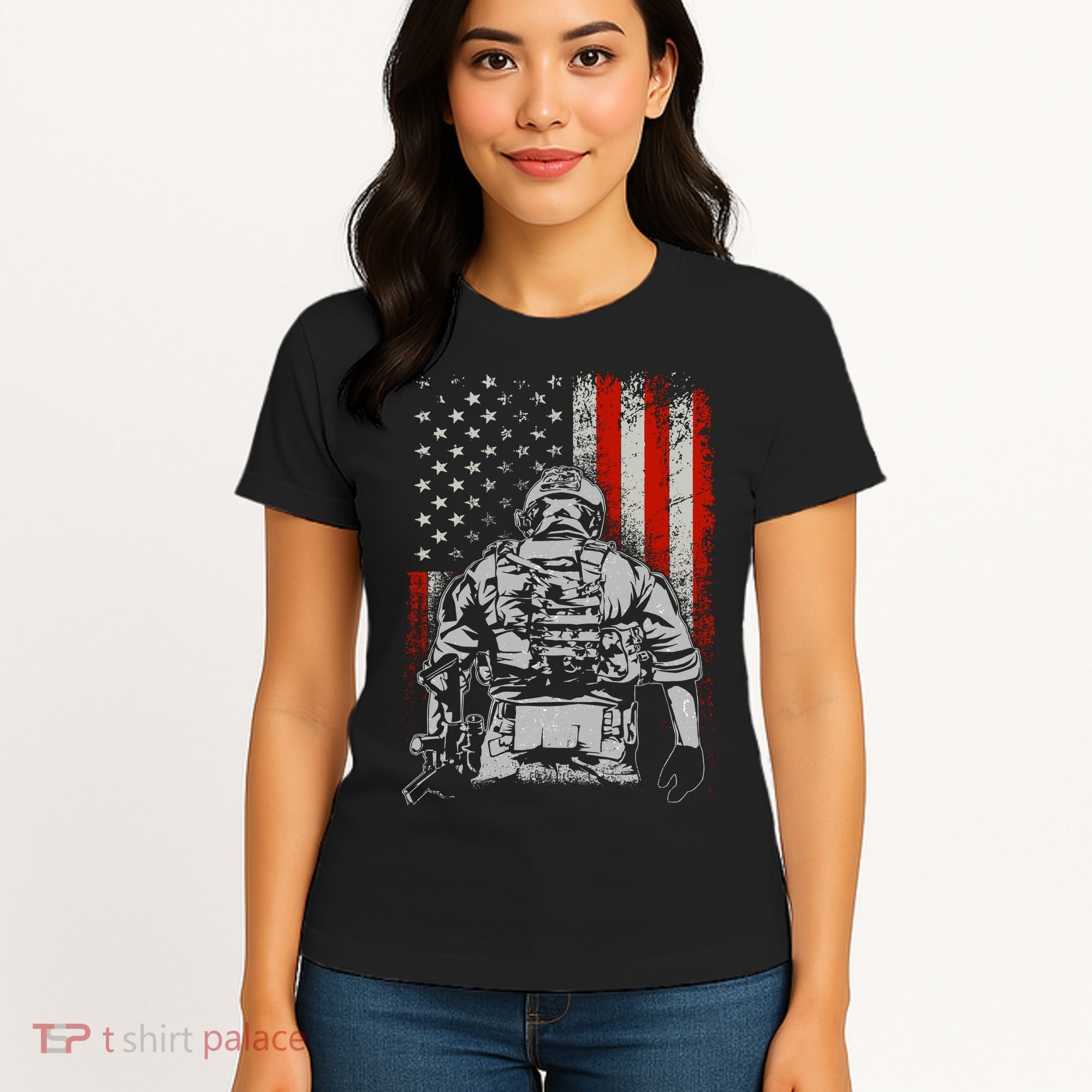 Solider US Flag Support The Troops Women's T-Shirt