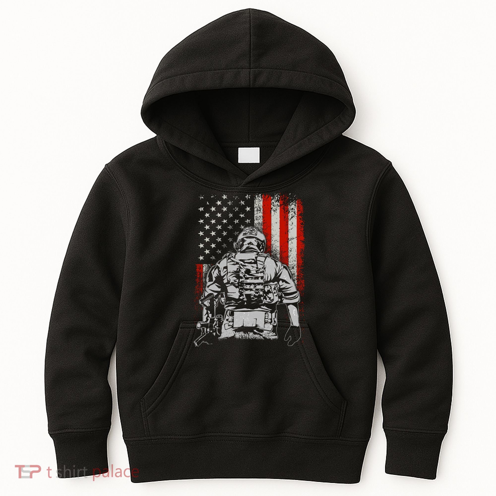 Solider US Flag Support The Troops Kids Hoodie