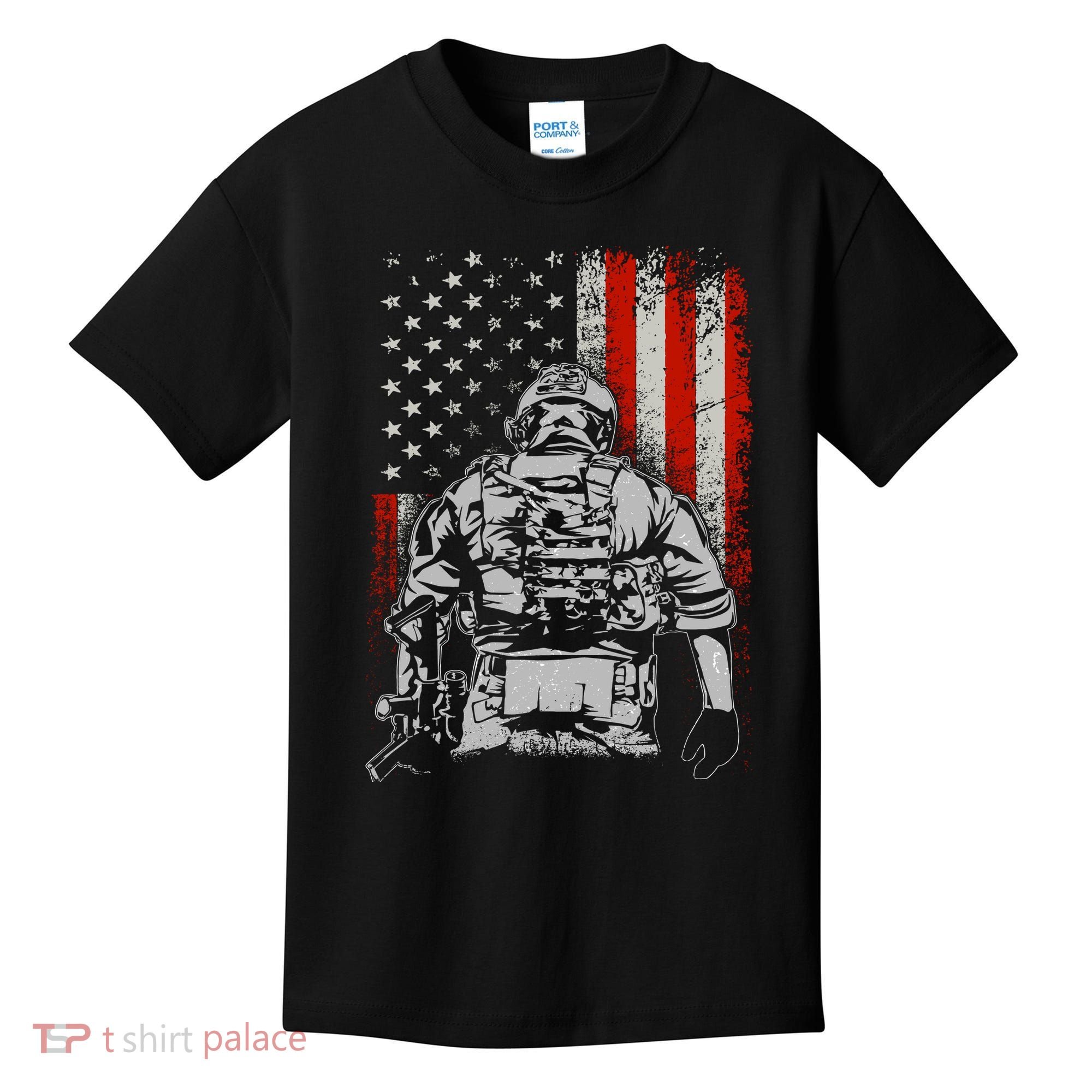 Solider US Flag Support The Troops Kids T-Shirt