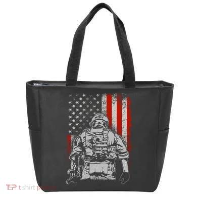 Solider US Flag Support The Troops Tote Bag