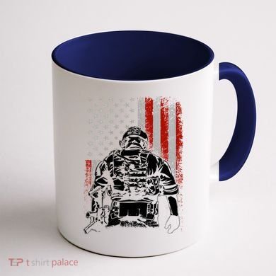 Solider US Flag Support The Troops Coffee Mug back