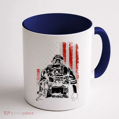 Solider US Flag Support The Troops Coffee Mug back