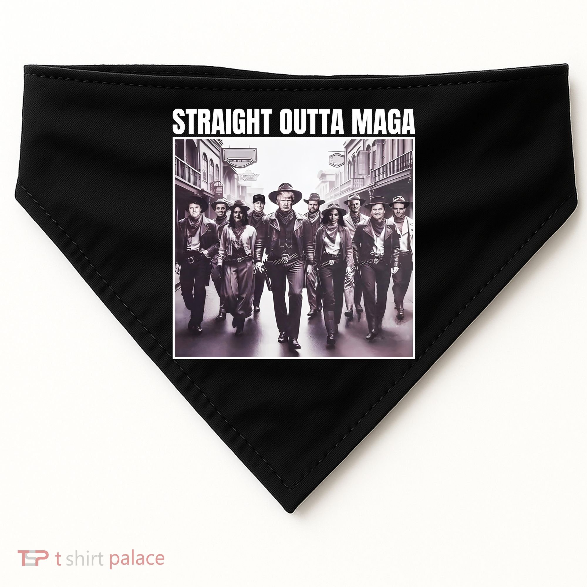 Straight Outta Maga Funny Trump 2024 USA-Made Doggie Bandana
